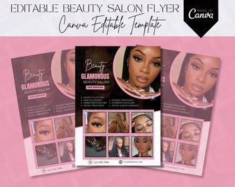 DIY Beauty Salon Flyer Canva Template, Esthetician Beautician Flyer design, Editable Hair Nail Makeup Salon Flyer, Premade Esthetician Flyer