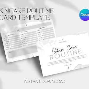 Minimalist Skincare Routine Card, Editable Esthetician Templates, Facial Treatment Form, Client Aftercare Card, Edit Canva, Instant Download