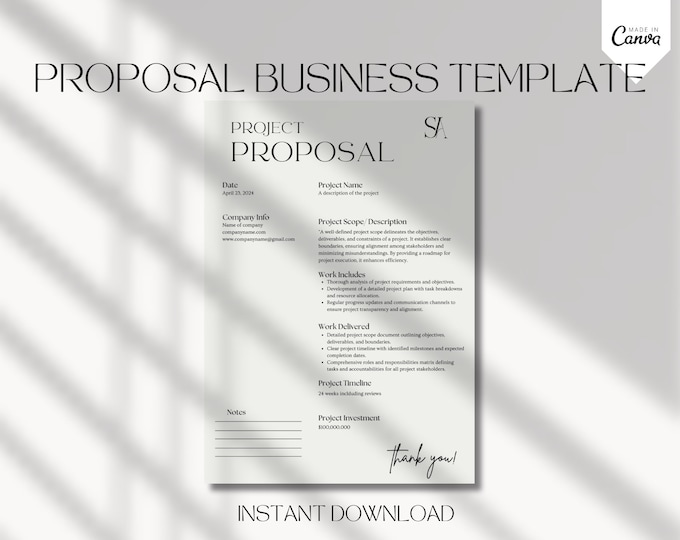Minimalist Project Proposal Template: Modern Canva Design (US Letter ...