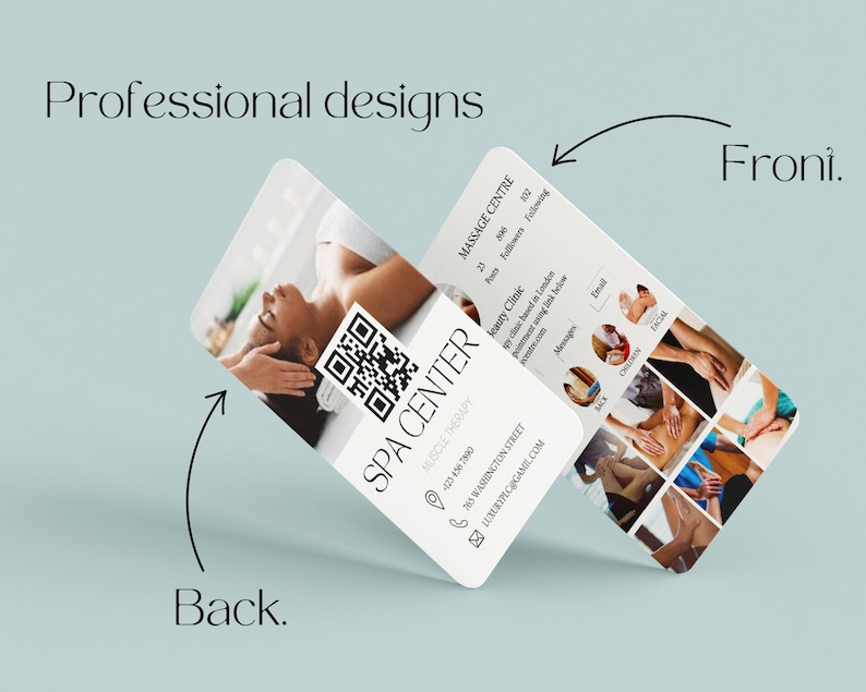 MASSAGE Therapy Business Card Template, Qr Code Referral Card For Spa, Custom Massage Therapist Reward Card, Client Referral Business Card image 3