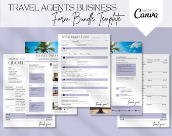 Reisebüro-Formulare, Reise-Business Forms, Reiseanfrage, Buchungsinformationen, Reiseangebots-Formular, Reiserechnung, Canva Templates