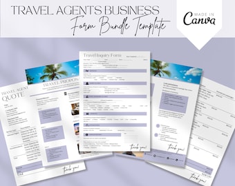 Reisebüro-Formulare, Reise-Business Forms, Reiseanfrage, Buchungsinformationen, Reiseangebots-Formular, Reiserechnung, Canva Templates