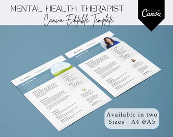 Mental Health Therapist Flyer, Counseling Psychology Therapy Flyer, Counselor Marketing, Canva Template, Wellness Flyer, Instant Download