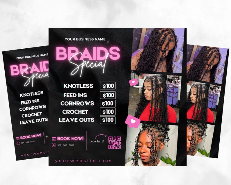 Braid Flyer, Knotless Braid Flyer, Locs Flyer, Hair Stylist Promo ...