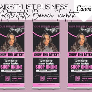 DIY Retractable hair stand banner,Beauty Hair Banner Template for beauty business,Hair Boutique Roll Up Banner,Canva Pop up Banner for event