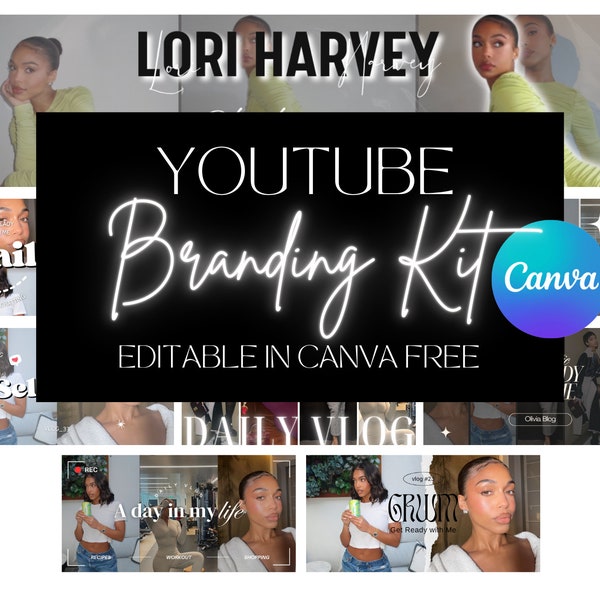 DIY TRENDY Youtube Branding Kit | Editable Banner, Intro & Outro and Thumbnails Designs | Editable Canva Template