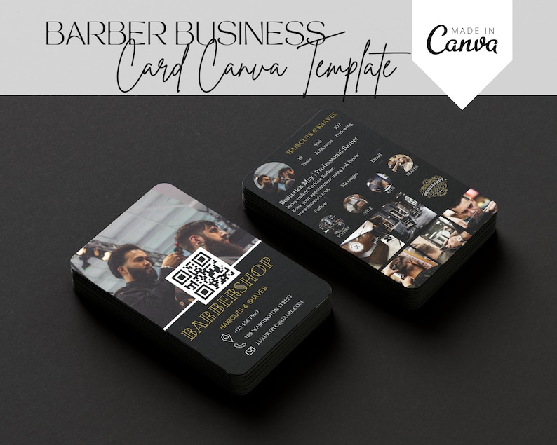 2024 Instagram Business Card Template, Editable Black Gold