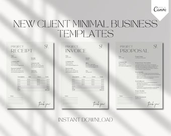Kleines Geschäftsvordruckeheft | Business Vorlage | minimalistische Vorlagen | Vorschlag | Rechnung | Quittung | neue Geschäftsformulare | Canva Vorlage