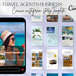 Travel Agent Instagram Story Templates, Travel Influencer Instagram, Canva Travel Blogger Templates, Instagram stories for travel agents