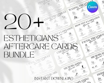 Aftercare Cards, Printable Esthetician Care Cards, Instruction Card, loyalty cards for Brow Tint, Chemical Peel, Eyelash, beauty treatment