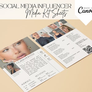 2 Page Media Kit Canva Template| Instagram Media Kit| Influencer Rate Sheet Template| Blogger Press Kit | Facebook Tiktok Instagram Template