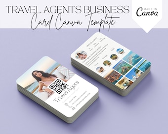 Travel Agent Business Cards, Instagram Business Card 2026, DIY Canva Business Card travel agent, QR code Business Card, Canva template