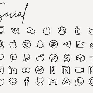 Black Social Media Icons. Minimalist Social Media Logos. Simple Line Icons: Instagram, Facebook, Pinterest, twitter, Svg Png Social Icons image 3