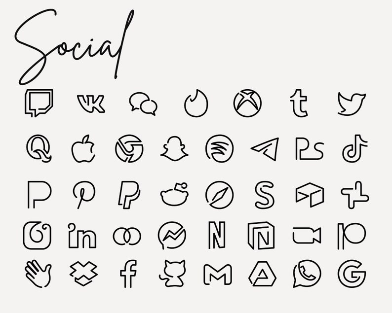Black Social Media Icons. Minimalist Social Media Logos. Simple Line Icons: Instagram, Facebook, Pinterest, twitter, Svg Png Social Icons image 3