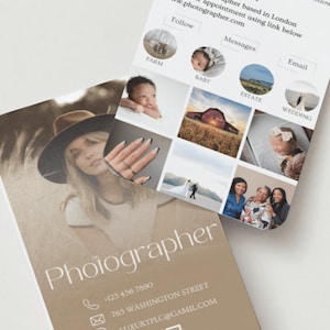 Carte de visite Instagram 2025 du photographe, photographe de cartes de visite Canva DIY, carte de visite avec code QR, cartes d'influence, modèle IG Canva image 5