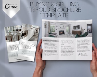 Real Estate Brochure, Seller Buyer Brochure, Buying Selling Guide, Home Buying Selling Process, Realtor Brochure, Trifold Brochure Template