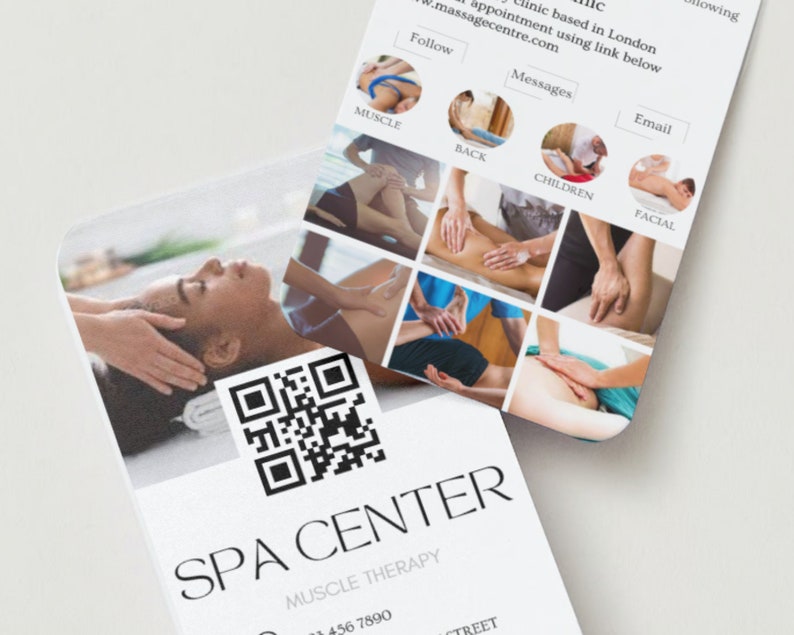 MASSAGE Therapy Business Card Template, Qr Code Referral Card For Spa, Custom Massage Therapist Reward Card, Client Referral Business Card image 4