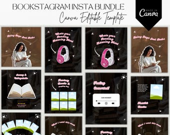 Bookstagram Instagram Bundle | Cozy Book Canva Templates | Book Lover IG Posts | Author Social Media Kit | Book Influencer Aesthetic