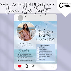 Travel Agent Flyer Templates, Travel Agent Content, Travel Agent Templates, Travel Instagram Posts, Travel Agency Canva Templates
