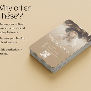 Carte de visite Instagram 2025 du photographe, photographe de cartes de visite Canva DIY, carte de visite avec code QR, cartes d'influence, modèle IG Canva image 7