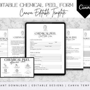Chemical Peel Consent Forms bundle, Editable Esthetician Consent form, Intake Form, Peel Consultation, Peel Aftercare, Facial Consent Forms