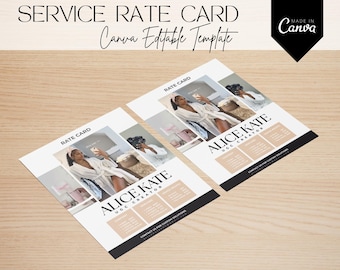 Modèle de tableau des tarifs UGC, liste de prix des créateurs UGC, grille tarifaire des influenceurs, modèle Canva, carte des tarifs des créateurs de contenu | Modèle de portfolio CGU