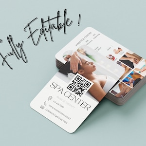 MASSAGE Therapy Business Card Template, Qr Code Referral Card For Spa, Custom Massage Therapist Reward Card, Client Referral Business Card image 2