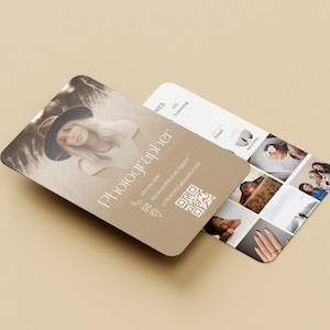 Carte de visite Instagram 2025 du photographe, photographe de cartes de visite Canva DIY, carte de visite avec code QR, cartes d'influence, modèle IG Canva image 6