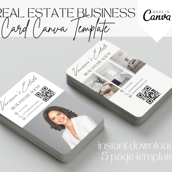 Real Estate Business Card Template, Real Estate Marketing, Realtor Branding, Modern Business Card, Realtor Card, Business Cards, QR Code