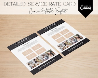 Modèle de tableau des tarifs UGC, liste de prix des créateurs UGC, grille tarifaire des influenceurs, modèle Canva, carte des tarifs des créateurs de contenu | Modèle de portfolio CGU