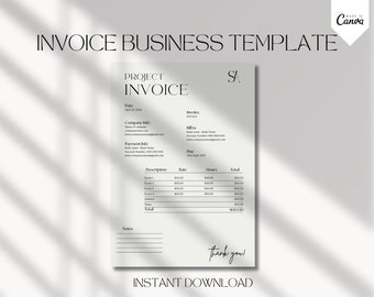 Modelo de fatura minimalista no Canva, Fatura editável para pequenas empresas, Modelo de fatura no Canva, Modelo de cobrança, Formulário de fatura, Recibo