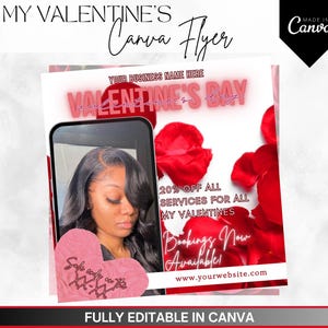 February Booking Flyer, Valentines Day Booking Flyer, Appointment Flyer,Holiday Deals Flyer, Makeup, Hair, Lashes, Nails, DIY Canva Template