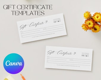 Editable Gift Certificate Template,Gift Certificate Template,Modern Gift Certificate,Editable Gift Card,Instant Download, Gift Voucher