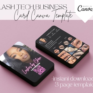 2025 Instagram Business Card For Lash Tech, IG Business Card, DIY Canva Business Card Template Design, QR Code Business Card