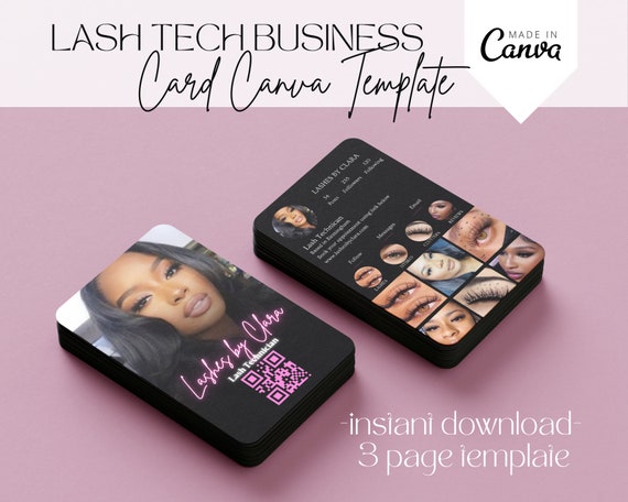 2026 Instagram Business Card For Lash Tech, IG Business Card, DIY Canva Business Card Template Design, QR Code Business Card