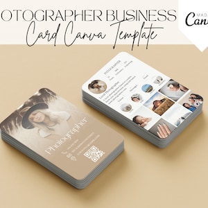 Tarjeta de presentación de Instagram para fotógrafo 2025, tarjeta de presentación de Canva para fotógrafo, tarjeta de presentación con código QR, tarjetas de influencers, plantilla de Canva para IG