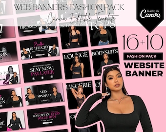 Fashion Web Banners Pack, DIY Shopify Wix Banner Website Banner Templates Pack, Streetwear Boutique Banner Set, Clothing Website Business
