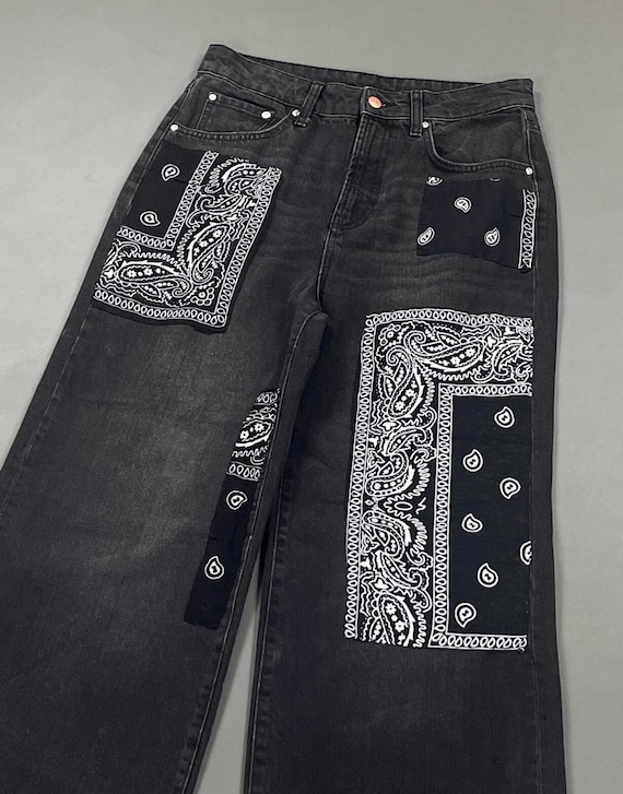 Baggy Fit Bandanna Jean, Special Baggy, Bandanna Patched Baggy Fit Bandanna Jean, Special Baggy, Bandanna Patched