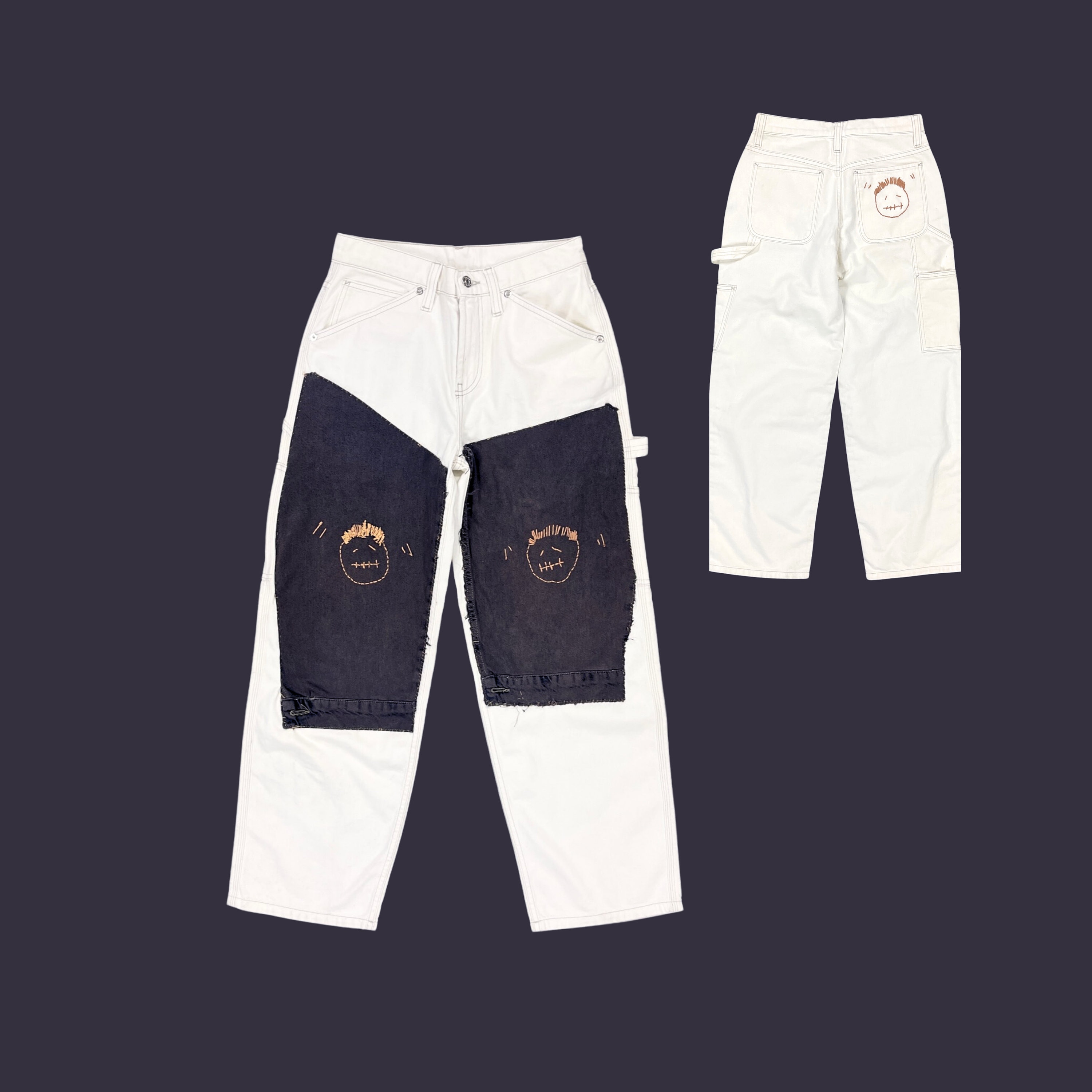 パンツ twist badge Hand Stitch Baggy Jorts Baggy Fit Contrast Stitch Jorts in Lt Blue | Hallensteins NZ