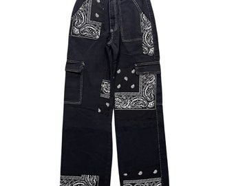 Baggy Fit Bandanna Jean, Special Baggy, Hand Embroidery Baggy Fit Bandanna Jean, Special Baggy, Hand Embroidery