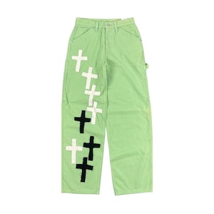 Baggy Fit Cross Patchwork Denim Jeans Hand Made Men Jeans