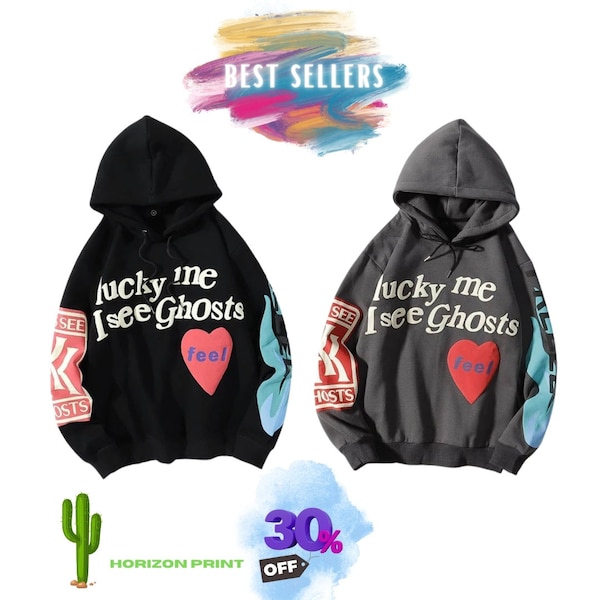 Lucky Me I See Ghosts, Hoodie, Hip Hop Hoodie, Kanye Hoodie Unisex Oversize Sweatshirts