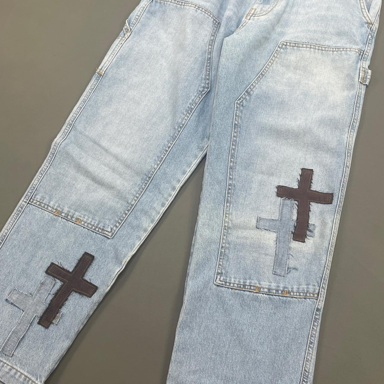 パンツ supplier cross leather patch baggy denim Cross Leather Patch Baggy Denim Pants｜SUPPLIER｜デニムパンツ