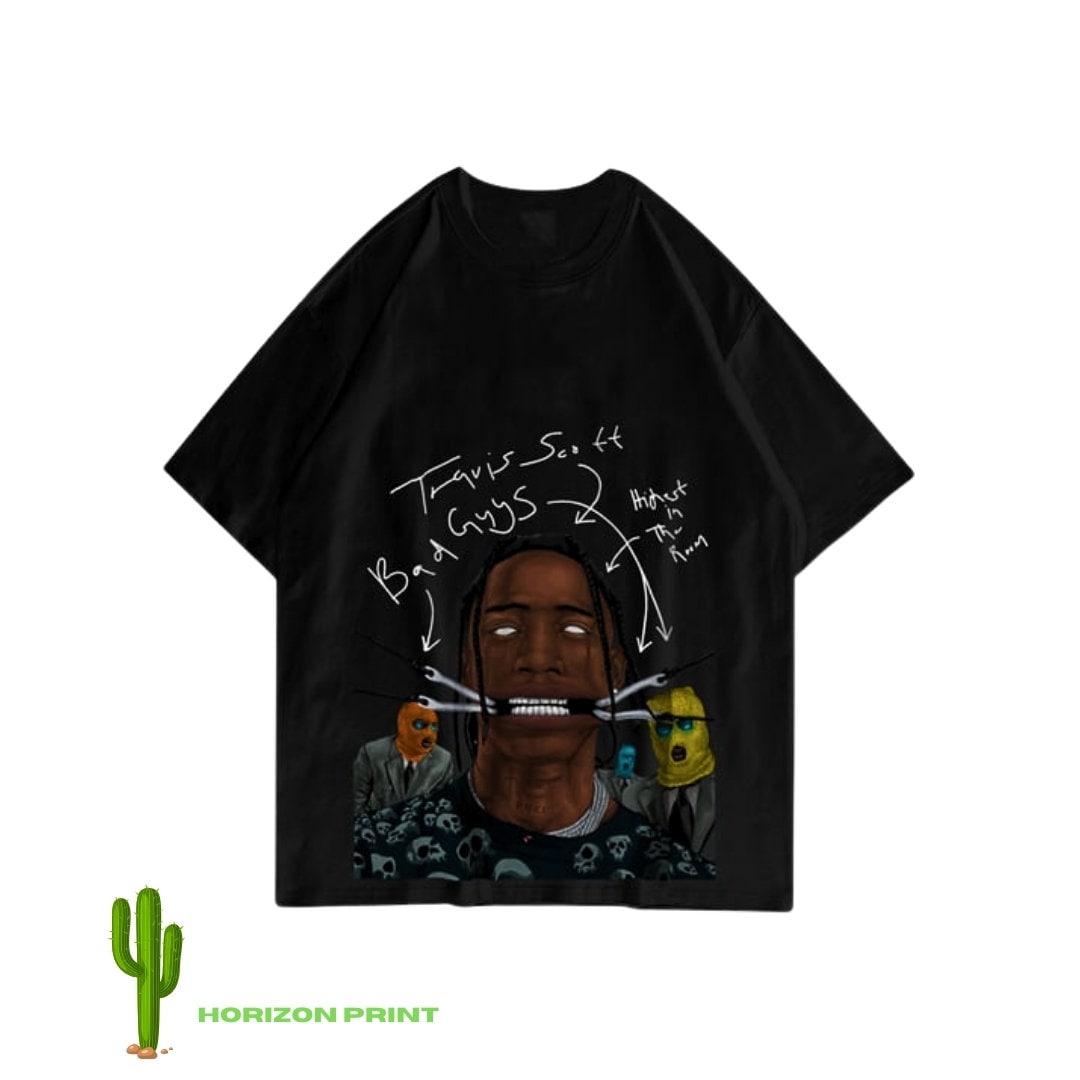Travis Scott T-shirt , Oversize Hip Hop T-shirt, Print Tee