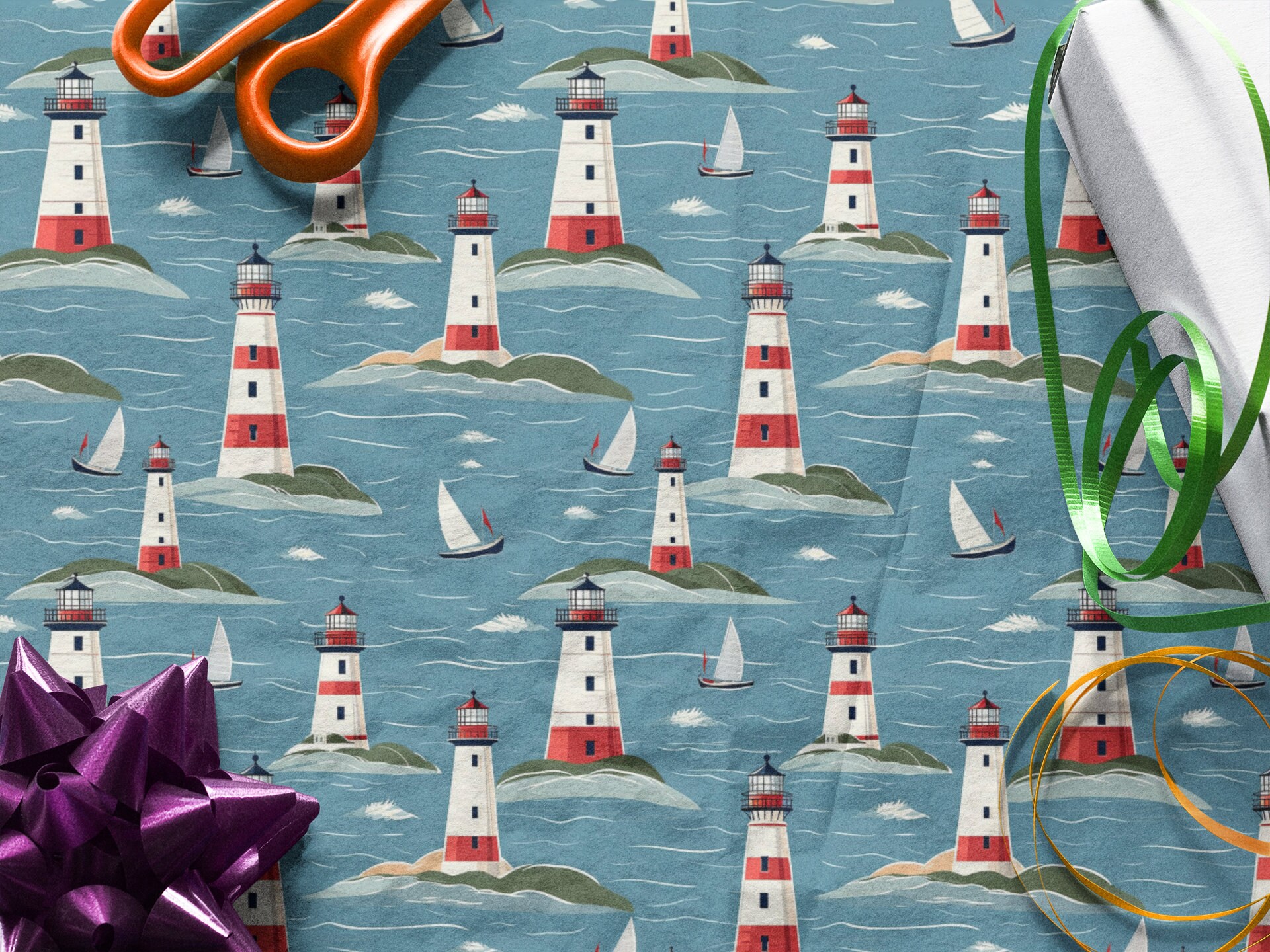 Set of Lighthouse Seamless Digital Patterns | Instant Download ...