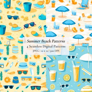 Summer Beach Seamless Digital Patterns | Instant Download | Digital Papers | High Resolution Patterns | Creative Projects | DIY Inspiration