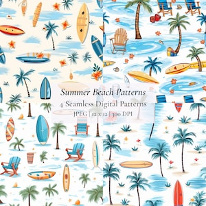 Summer Beach Seamless Digital Patterns | Instant Download | Digital Papers | High Resolution Patterns | Beach Stuff  | DIY Inspiration