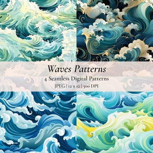 Waves Pattern | Seamless Digital Patterns | Instant Download | Digital Papers | High Resolution Pattern | DIY Inspiration | Sea Waves