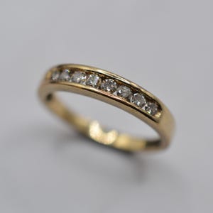 Vintage 9 Karat Gold 0,25 Karat Diamant Halber Eternity Ring Größe L 1/2 (US Größe 6)