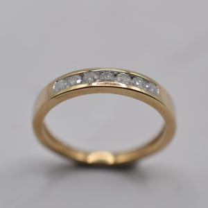 Y2K 9 Karat Gold Diamant Halbe Eternity Ring, UK Größe N 1/2 (US Größe 7)
